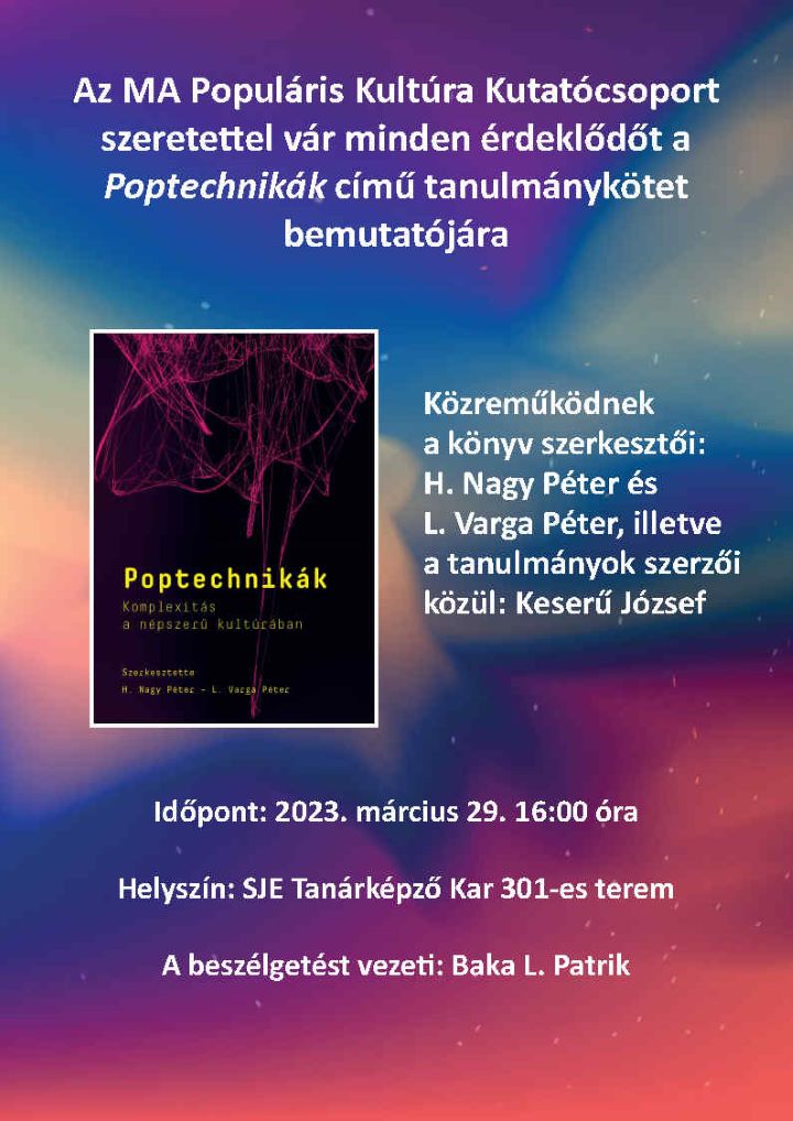 Könyvbemutató: H. Nagy Péter <em>Poptechnikák</em>